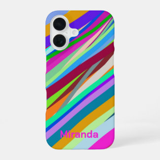 Multicolor diagonal line pattern iPhone 16 case