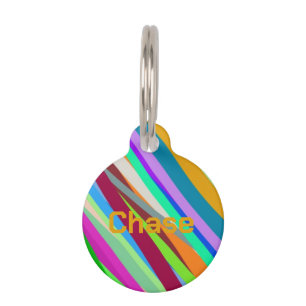 Multicolor diagonal line pattern pet tag