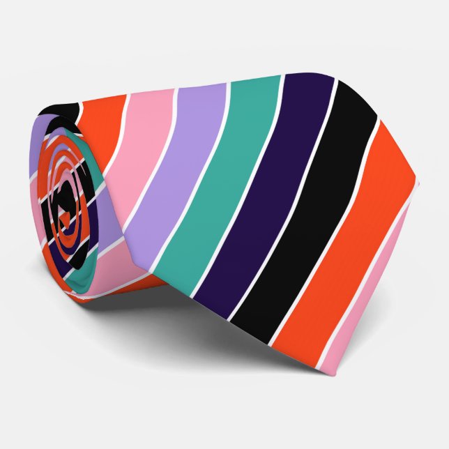Multicolor Diagonal Stripes Modern Pattern Tie (Rolled)