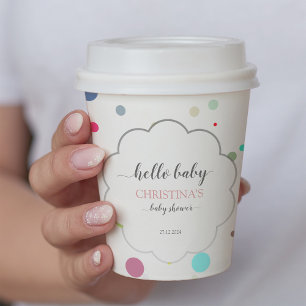 Multicolor Dots "Hello Baby" Baby Shower Paper Cups