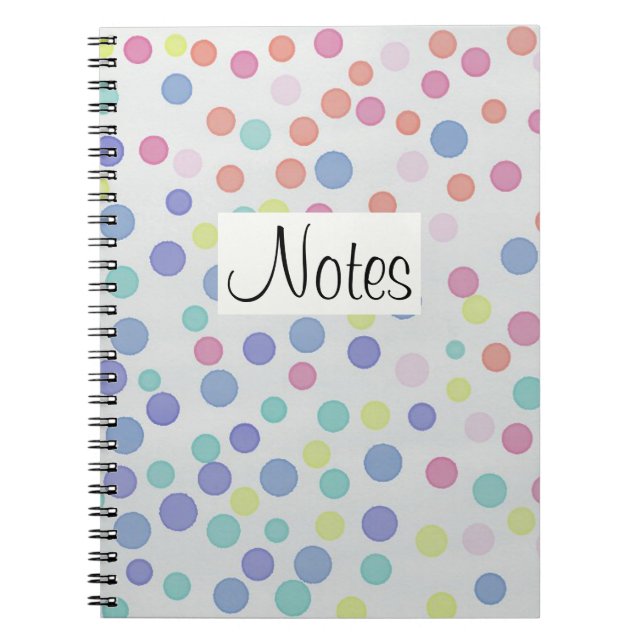Multicolor dots on grey spiral notebook (Front)