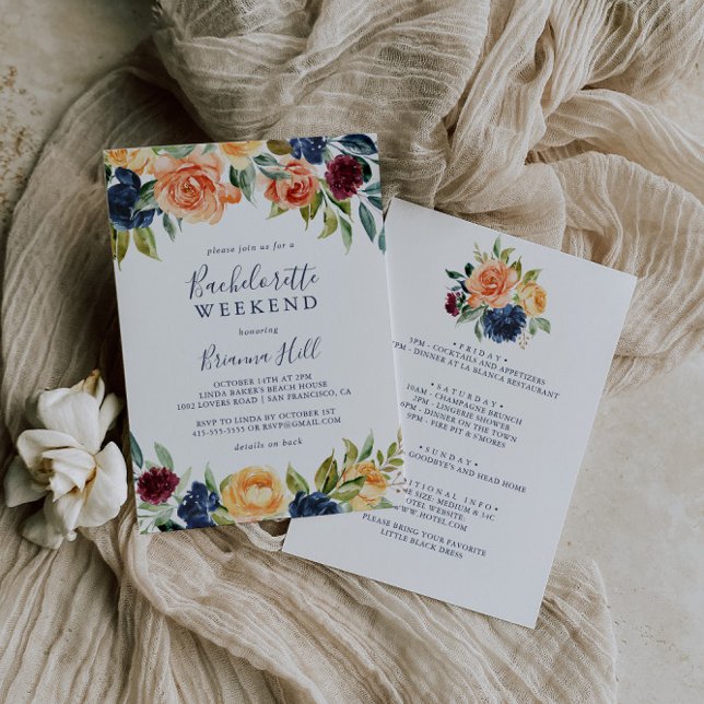 Multicolor Elegant Floral Bachelorette Weekend Invitation (Creator Uploaded)