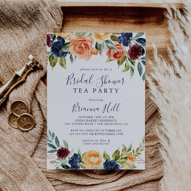 Multicolor Elegant Floral Bridal Shower Tea Party  Invitation (Creator Uploaded)