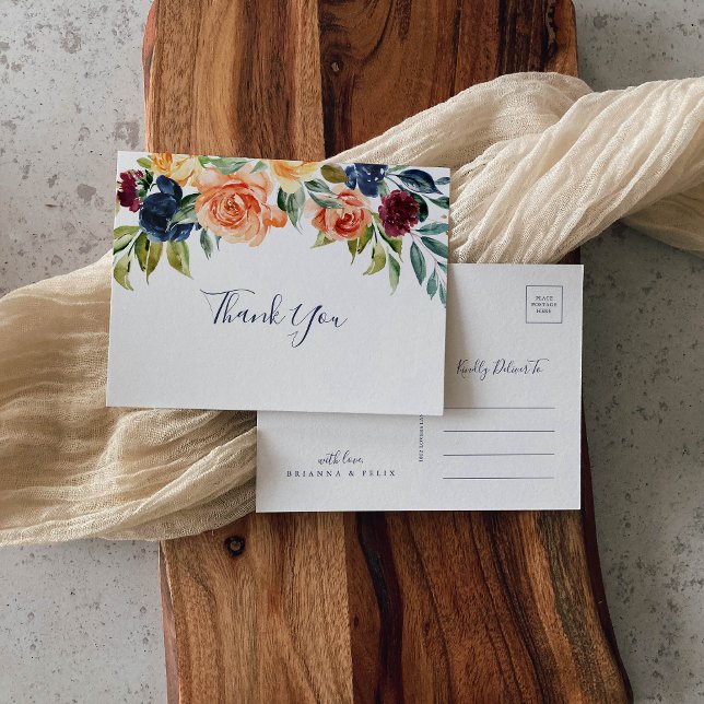 Multicolor Elegant Floral Thank You Postcard (Creator Uploaded)