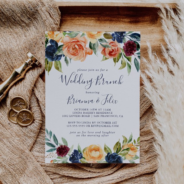 Multicolor Elegant Floral Wedding Brunch  Invitation (Creator Uploaded)