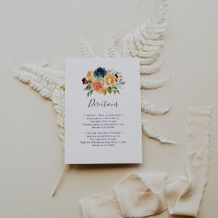 Multicolor Elegant Floral Wedding Directions Enclosure Card