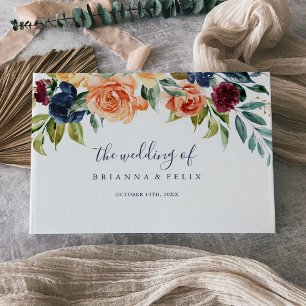 Multicolor Elegant Floral Wedding Guest Book