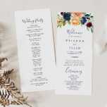 Multicolor Elegant Floral Wedding Program Programme<br><div class="desc">This multicolor elegant floral wedding program is perfect for a modern wedding. The design features neatly hand-drawn bouquets of pink,  blush,  yellow,  burgundy,  red,  indigo flowers and green foliage,  inspiring natural beauty.</div>