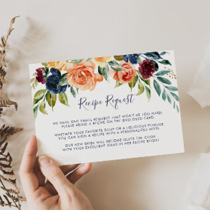 Multicolor Elegant Floral Wedding Recipe Request  Enclosure Card
