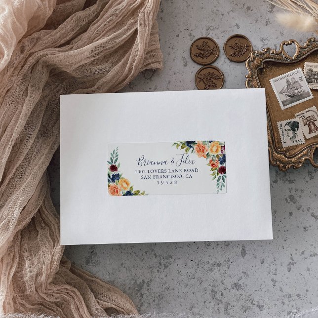 Multicolor Elegant Floral Wedding RSVP Address  Label (Creator Uploaded)
