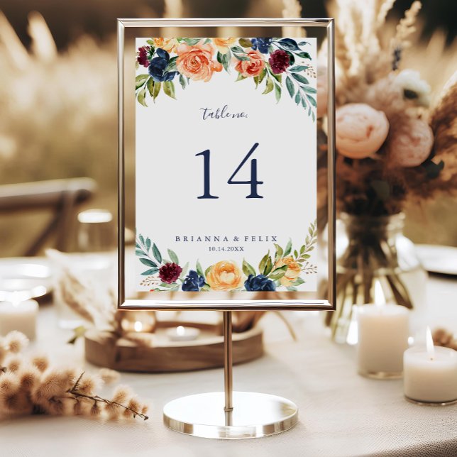 Multicolor Elegant Floral Wedding  Table Number (Creator Uploaded)