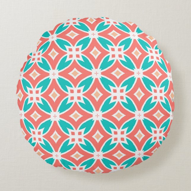 Multicolor Ethnic Pattern Round Cushion (Front)