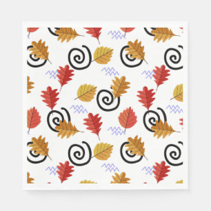 Multicolor Fall Geographic Leaves Napkin