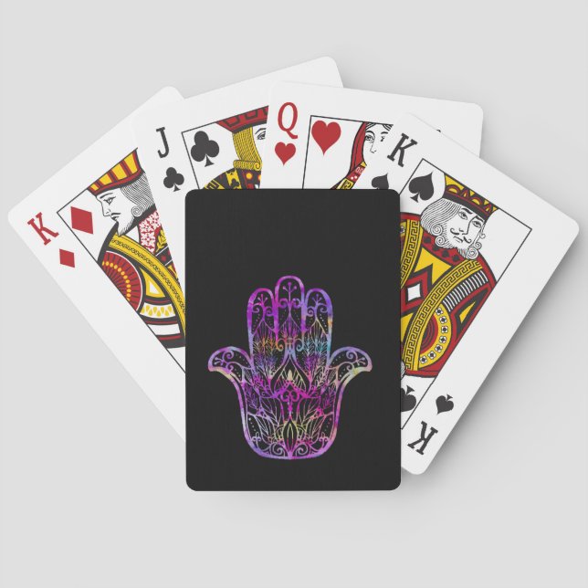 Multicolor Filigree Hamsa  Playing Cards (Back)