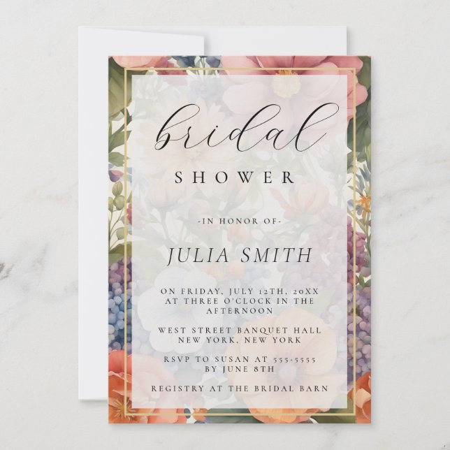 Multicolor Floral Bridal Shower Invitation (Front)