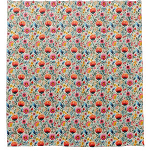 Multicolor Floral Cottagecore Shower Curtain