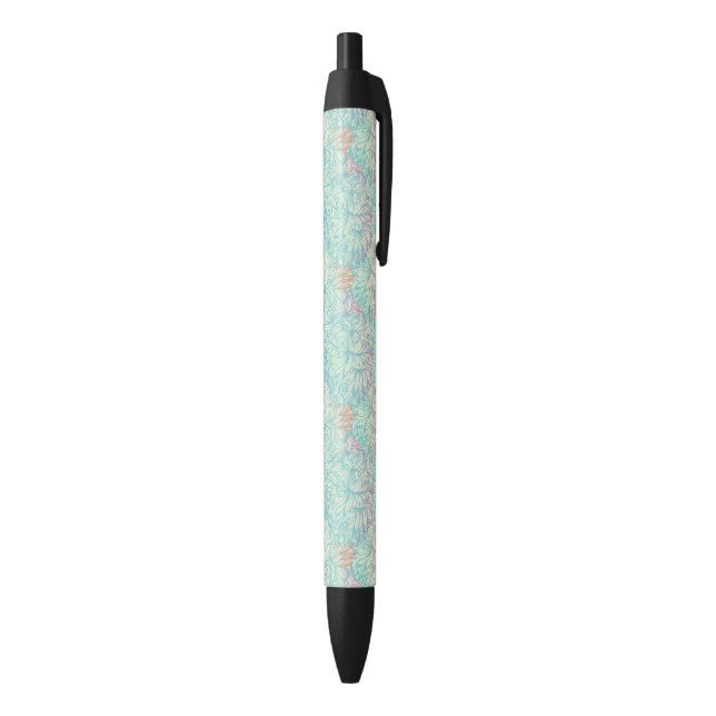 Multicolor Floral Doodle Pattern Black Ink Pen (Bottom (Vertical))