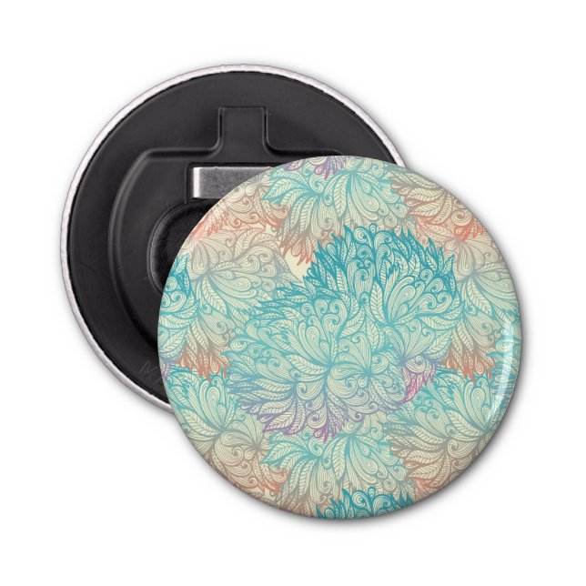 Multicolor Floral Doodle Pattern Bottle Opener (Front)