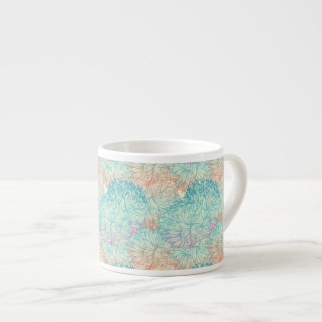Multicolor Floral Doodle Pattern Espresso Cup (Front Right)