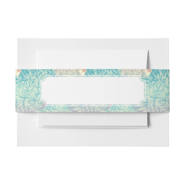 Multicolor Floral Doodle Pattern Invitation Belly Band (Front Example)