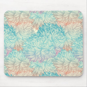 Multicolor Floral Doodle Pattern Mouse Pad