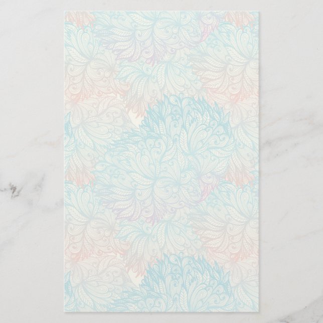 Multicolor Floral Doodle Pattern Stationery (Front)