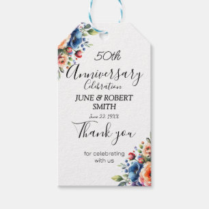 Multicolor floral Modern 50th wedding anniversary Gift Tags