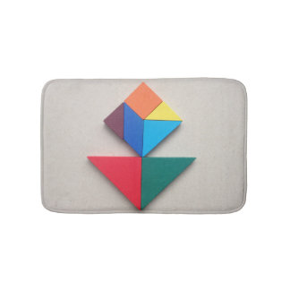 Multicolor flower Tangram Bath Mat