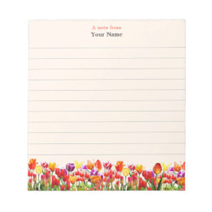 Multicolor Flowers on Light Beige Lined Notepad