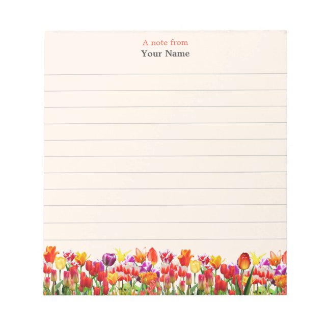 Multicolor Flowers on Light Beige Lined Notepad (Front)