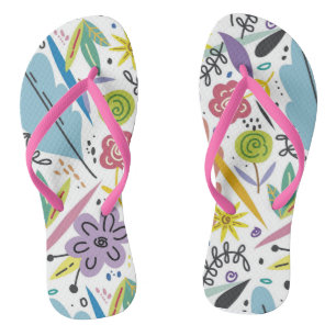 Multicolor Flowers Spring Background Jandals
