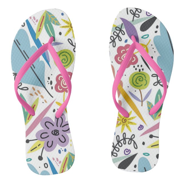 Multicolor Flowers Spring Background Jandals (Footbed)