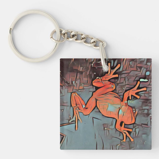 Multicolor Frog Keychain Orange Square (Front)