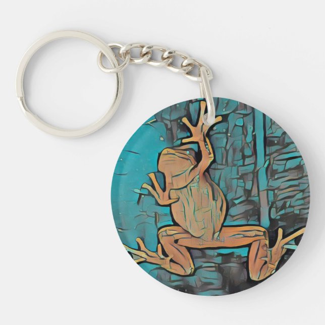 Multicolor Frog Keychain Yellow Circle (Front)