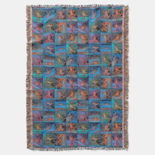 Multicolor Frog Throw Blanket (Front Vertical)