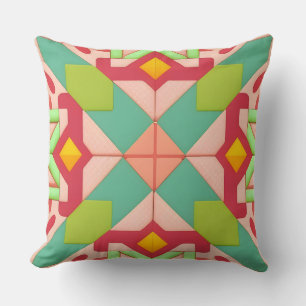 Multicolor Geometric Diamond Abstract Cushion