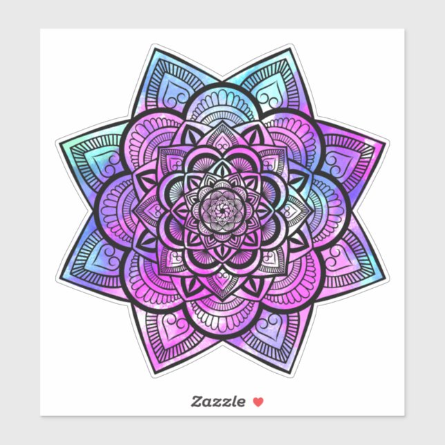 Multicolor Geometric Floral Mandala Art Sticker (Sheet)