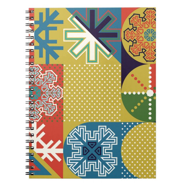 Multicolor Geometric: Local Snowflake Background Notebook (Front)