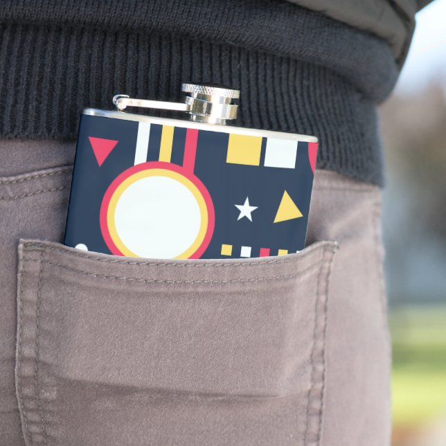 Multicolor Geometric Shapes Pattern Hip Flask (In Situ)