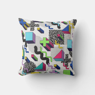 Multicolor geometric shapes, retro pattern. cushion