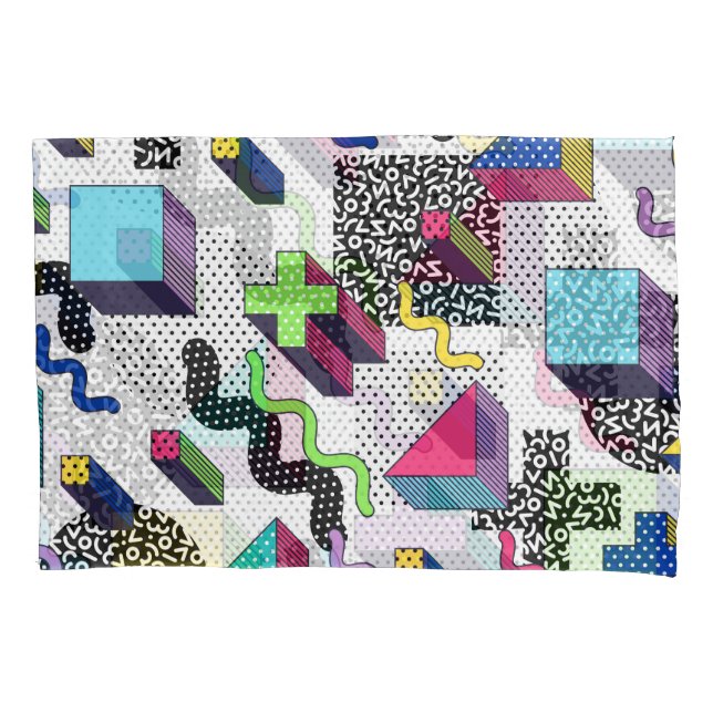Multicolor geometric shapes, retro pattern. pillowcase (Front)