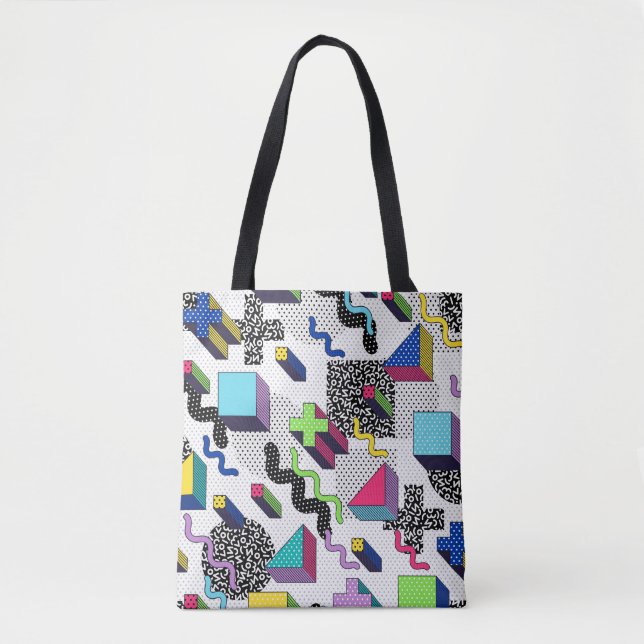 Multicolor geometric shapes, retro pattern. tote bag (Front)