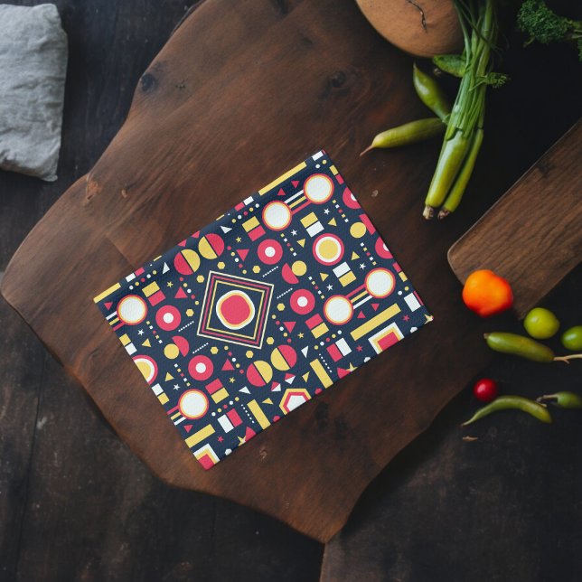 Multicolor Geometric Shapes Tea Towel (Kitchen Towel)
