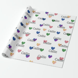 Multicolor Glitter Hearts Girly Wrapping Paper