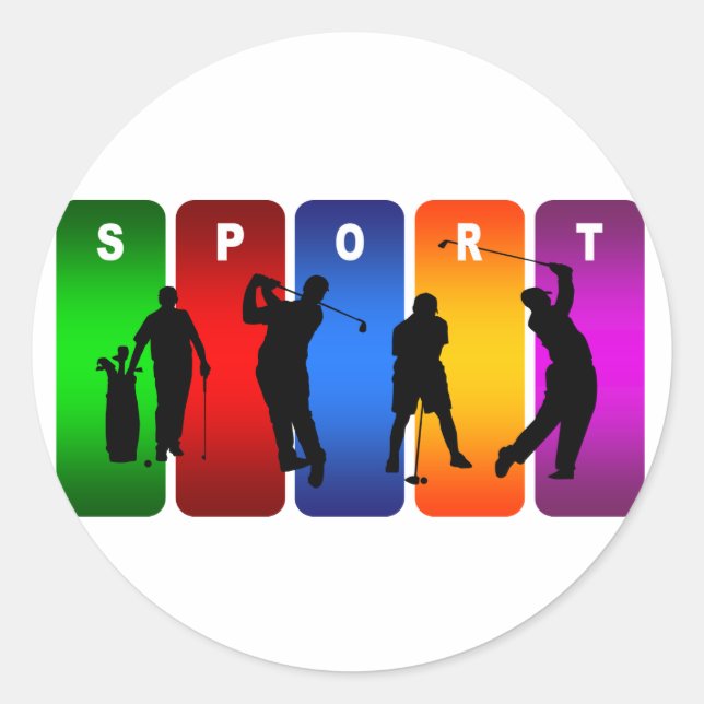 Multicolor Golf Emblem Classic Round Sticker (Front)