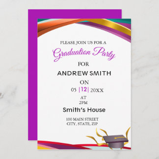 Multicolor Graduation Party  Invitation