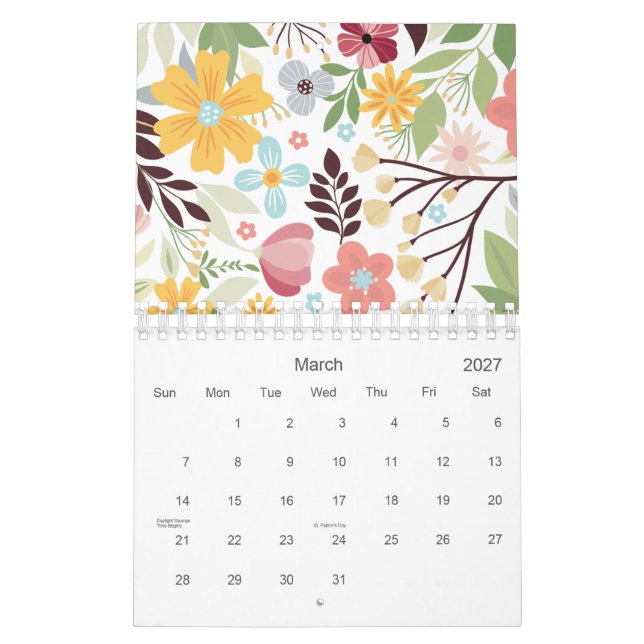 Multicolor Hand Drawn Floral 2026 Calendar (Mar 2027)