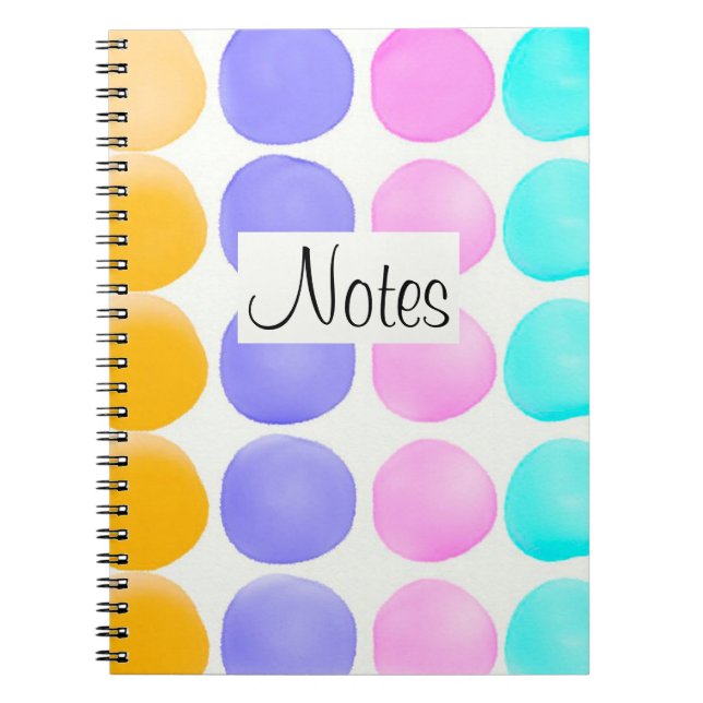 Multicolor hand painted watercolor dots spiral notebook (Front)