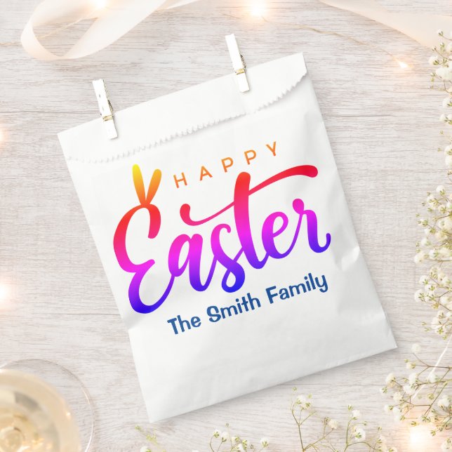 Multicolor Happy Easter  Favour Bags (Clipped)
