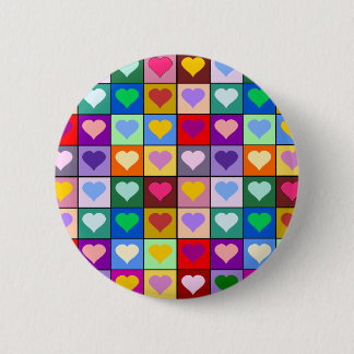 Multicolor Heart Squares 6 Cm Round Badge